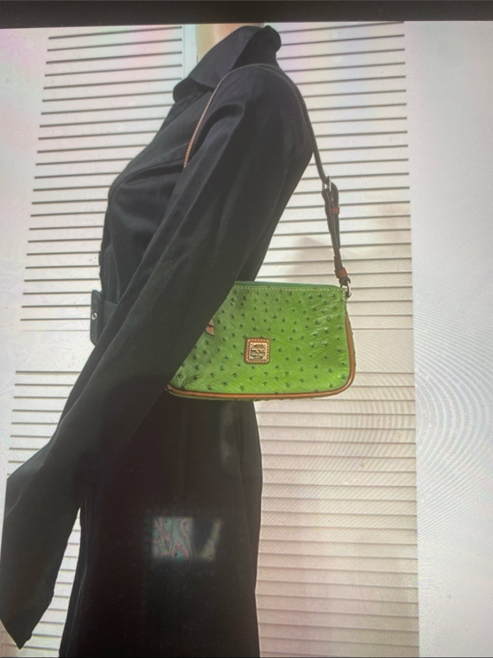 Dooney & Bourke Green Ostrich-Embossed Crossbody Bag- EUC - Picture 12 of 15